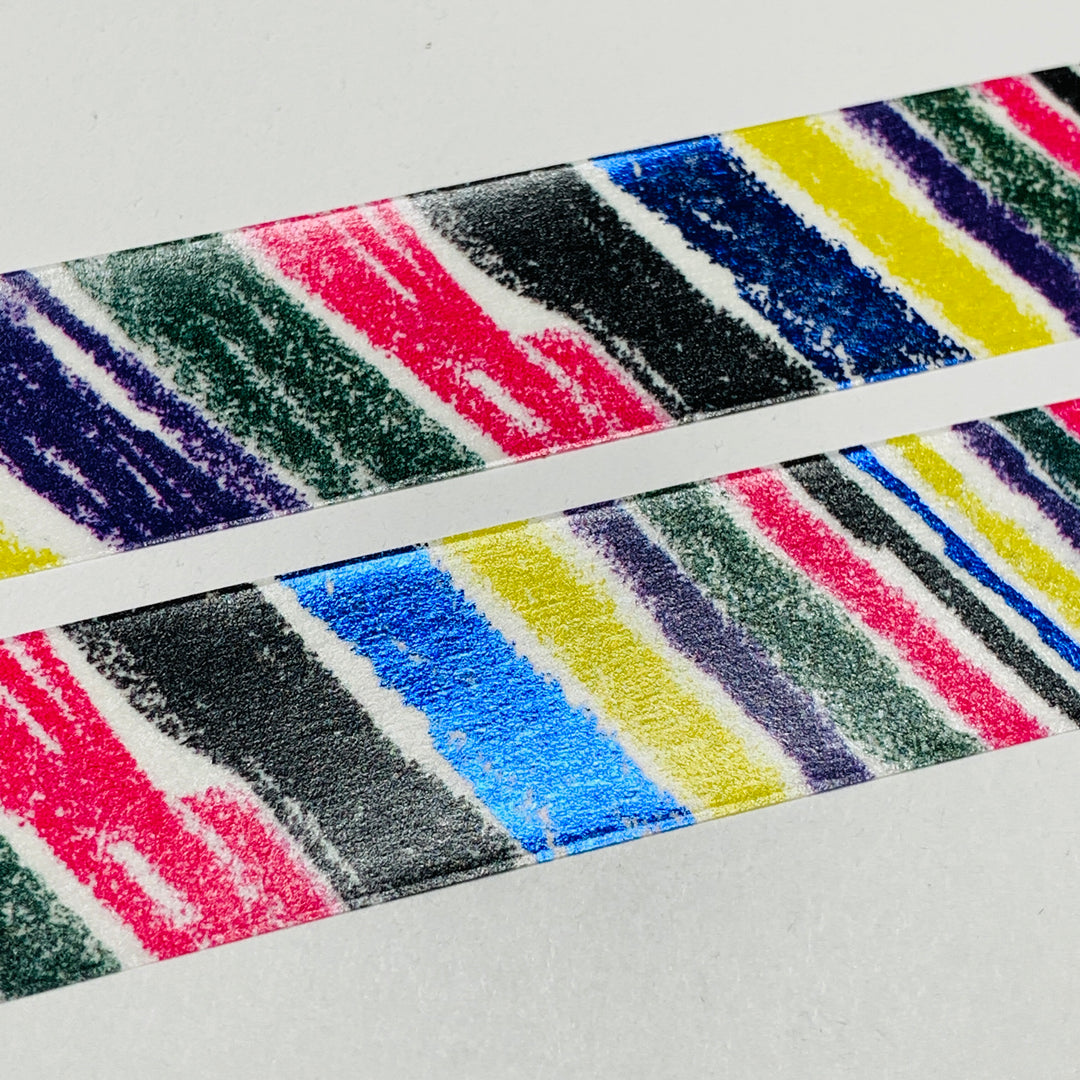 CRAYONNISTE SCRIBBLES BLUE FOIL Mina Perhonen Mt Washi Tape ~ 1 Roll ~ 24mm x 3m (10 Feet)