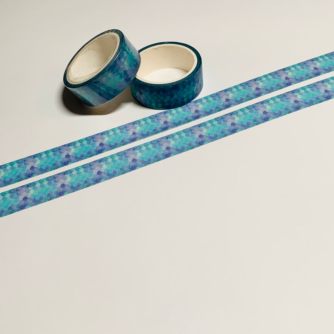 WATERCOLOR MERMAID TAILS Washi Tape ~ 1 Roll ~ 15mm x 5m (16 Feet)