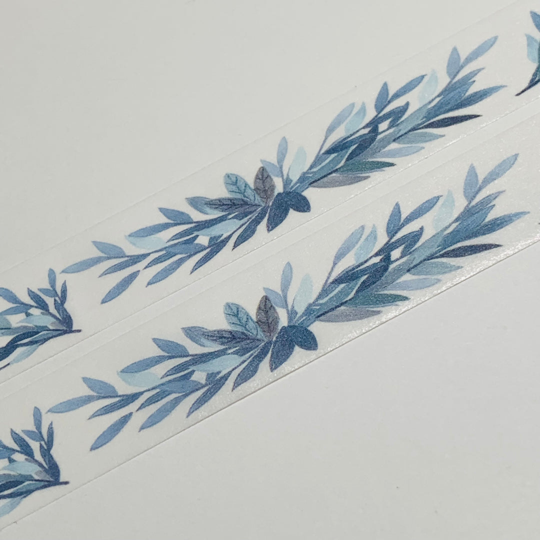 DUSTY BLUE LEAVES Centerpiece Washi Tape ~ 1 Roll ~ 15mm x 10m (33 Feet)