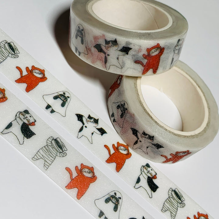 ADORABLE KITTENS PLAYING DRESS-UP Shimmer Washi Tape ~ 1 Roll ~ 15mm x 5m (16 Feet)