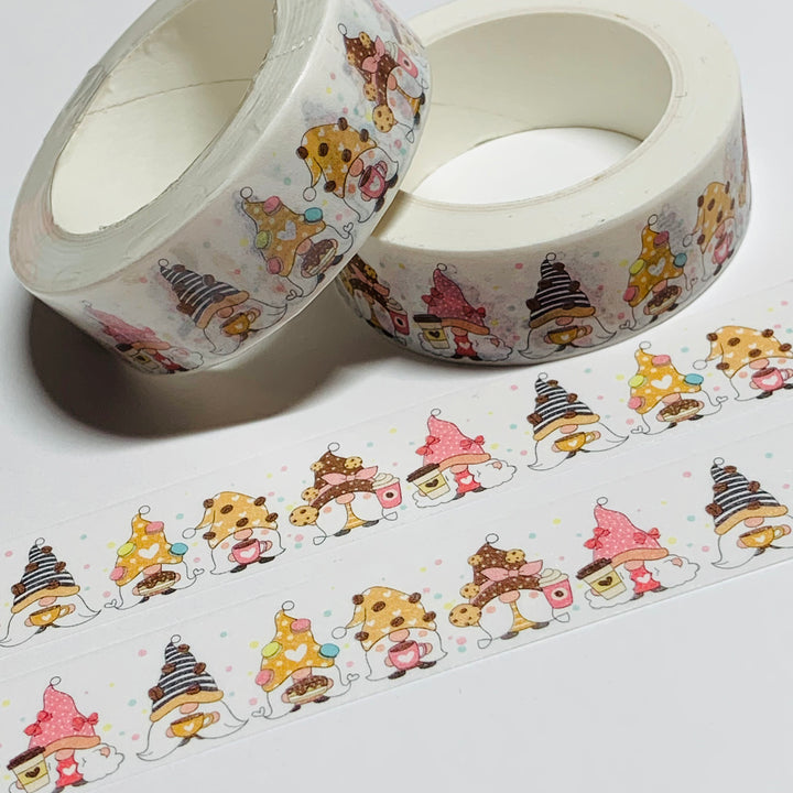 GNOMES MUNCHING On COOKIES & Coffee Washi Tape ~ 1 Roll ~ 15mm x 10m (33 Feet)