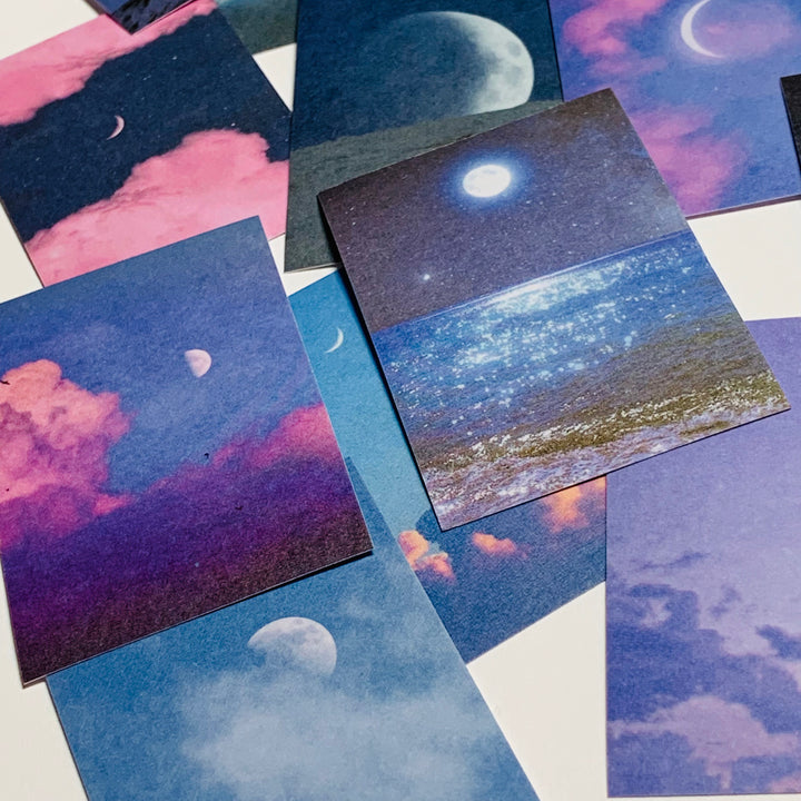 BLUE MOON MILKY NIGHT SKY Designed Sticker Sheets Booklet ~ 50 Sheet ~ 1.5 x 2.35 Inches