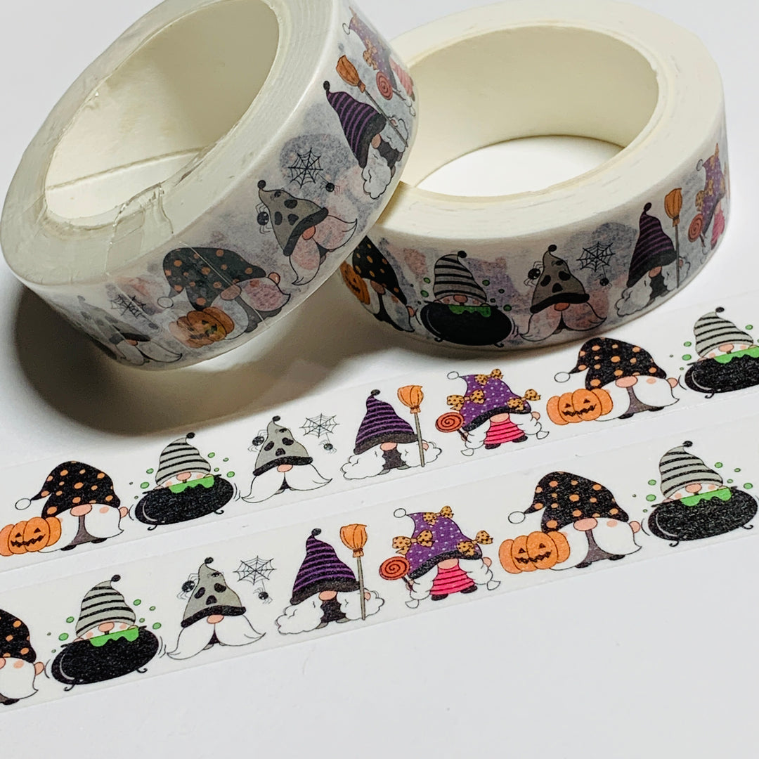 BUBBLY CAULDREN HALLOWEEN GNOMES Washi Tape ~ 1 Roll ~ 15mm x 10m (33 Feet)