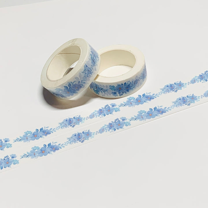 BLUE WATERCOLOR FLORAL SPRAYS Washi Tape ~ 1 Roll ~ 15mm x 10m (33 Feet)