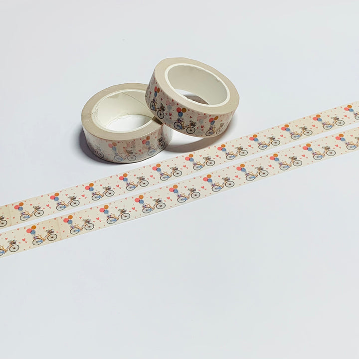 BICYCLE DELIVERING VALENTINES Washi Tape ~ 1 Roll ~ 15mm x 10m (33 Feet)