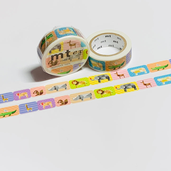 GEOMETRIC ANIMAL BLOCKS Mt Washi Tape ~ 1 Roll ~ 15mm x 7m (23 Feet)