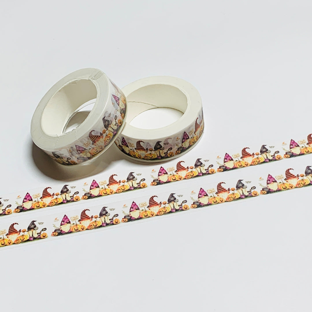 PUMPKIN PATCH TRICK Or TREATING HALLOWEEN GNOMES Washi Tape ~ 1 Roll ~ 15mm x 10m (33 Feet)