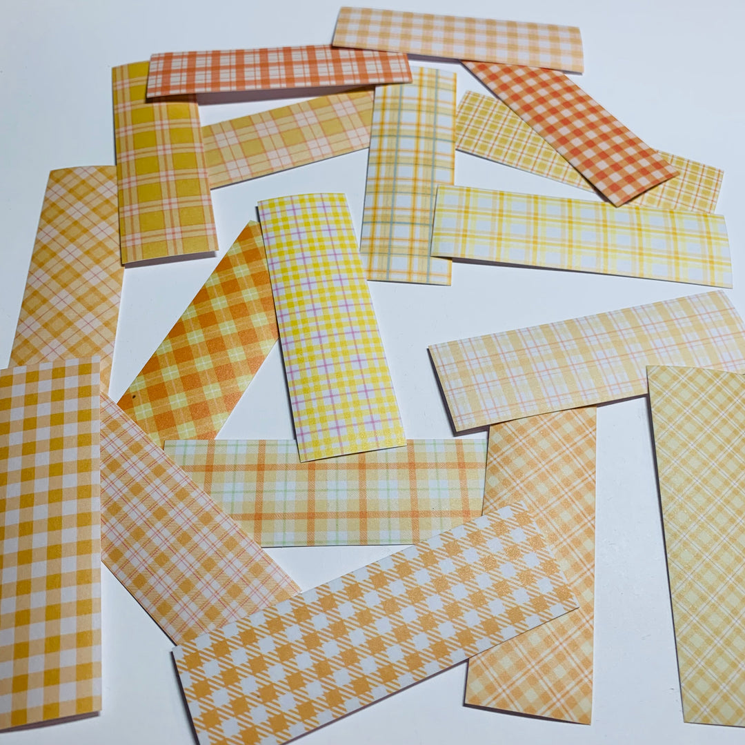 YELLOW SHADES Of PLAID Washi Tape Sticker Sheets ~ 50 Sticker Strips ~ 1 x 3 Inches