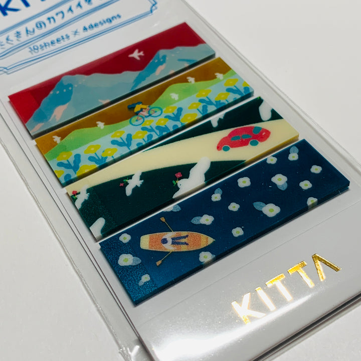 KITTA RECREATIONAL LANDSCAPE Transparent Washi Strips by Hitotoki In Matchbook ~ 40 Strips (4 Designs/10 Strips Each) ~ 1/2 x 2 Inches