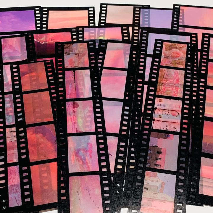 DENSE The ROMANTIC PINKS 35mm Negatives Film Gallery Transparent Stickers  ~ 15 Strips