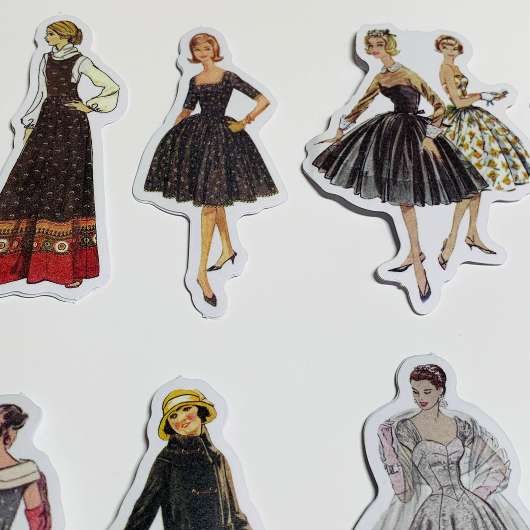 LITTLE BLACK VINTAGE DRESS Girls Peelable Stickers  ~ 40 Pieces ~ Each Sticker is 60mm x 80mm