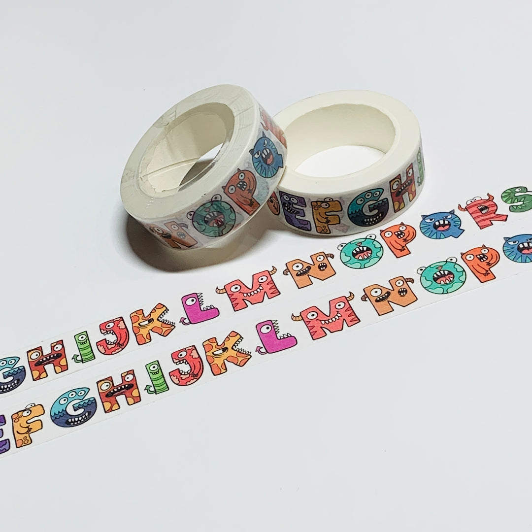 HIDDEN ALPHABET MONSTERS Halloween Washi Tape ~ 1 Roll ~ 15mm x 10m (33 Feet)