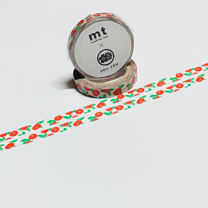 JUICY RED TOMATOES Thin Line Mt Washi Tape ~ 1 Roll ~ 7mm x 7m (23 Feet)