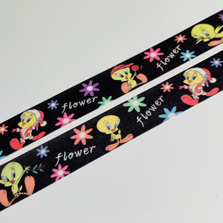 CARTOON BIRD SHOWING OFF For FANS Black Washi Tape ~ 1 Roll ~ 15mm x 5m (16 Feet)