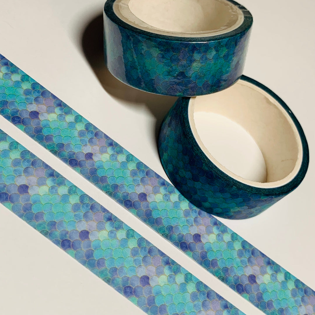 WATERCOLOR MERMAID TAILS Washi Tape ~ 1 Roll ~ 15mm x 5m (16 Feet)