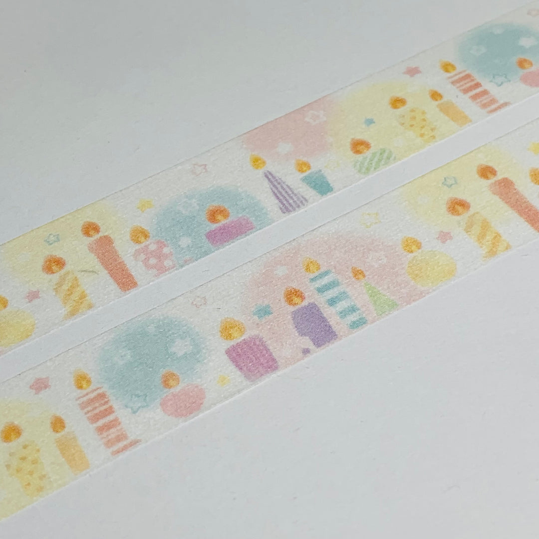 BIRTHDAY CANDLES LINE-UP Saien Masking Washi Tape ~ 1 Roll ~ 15mm x 10m (33 Feet)