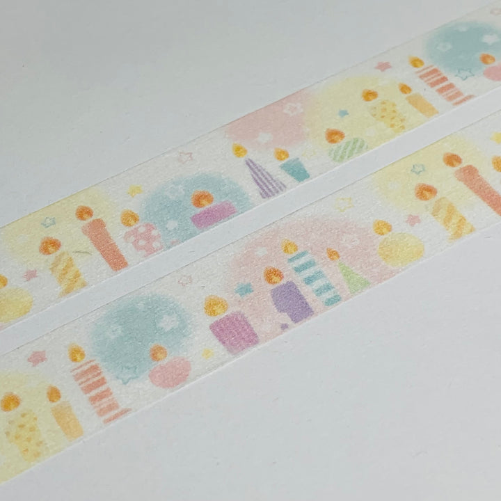 BIRTHDAY CANDLES LINE-UP Saien Masking Washi Tape ~ 1 Roll ~ 15mm x 10m (33 Feet)