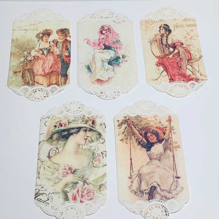 VICTORIAN PORTRAITS & POSTCARDS Paper Lace Ephemera Pack ~ 45 Sheets ~ Size 2.5 x 4.25 Inches