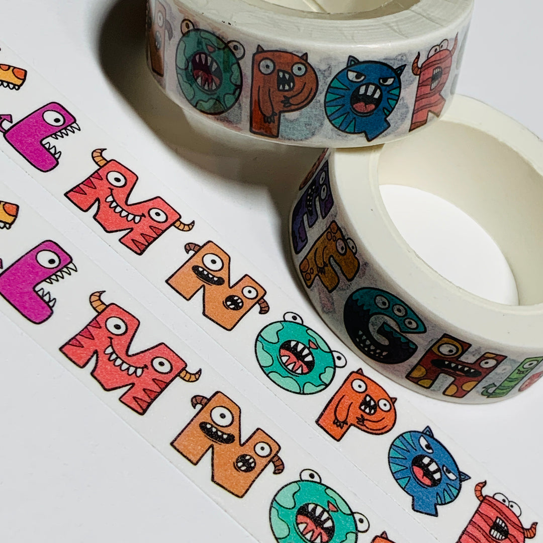 HIDDEN ALPHABET MONSTERS Halloween Washi Tape ~ 1 Roll ~ 15mm x 10m (33 Feet)