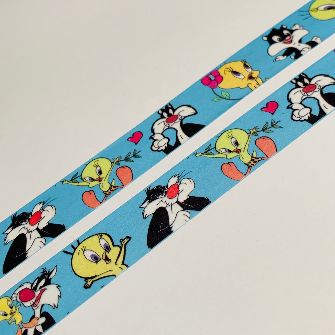 CRAZY CAT & BIRD COMPETITION CARTOON Washi Tape ~ 1 Roll ~ 15mm x 5m (16 Feet)