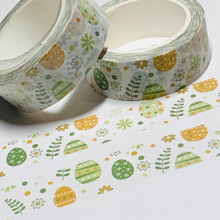 LUCKY GREEN EASTER EGGS Washi Tape - 1 Roll - 15mm x 10m (33 Feet)