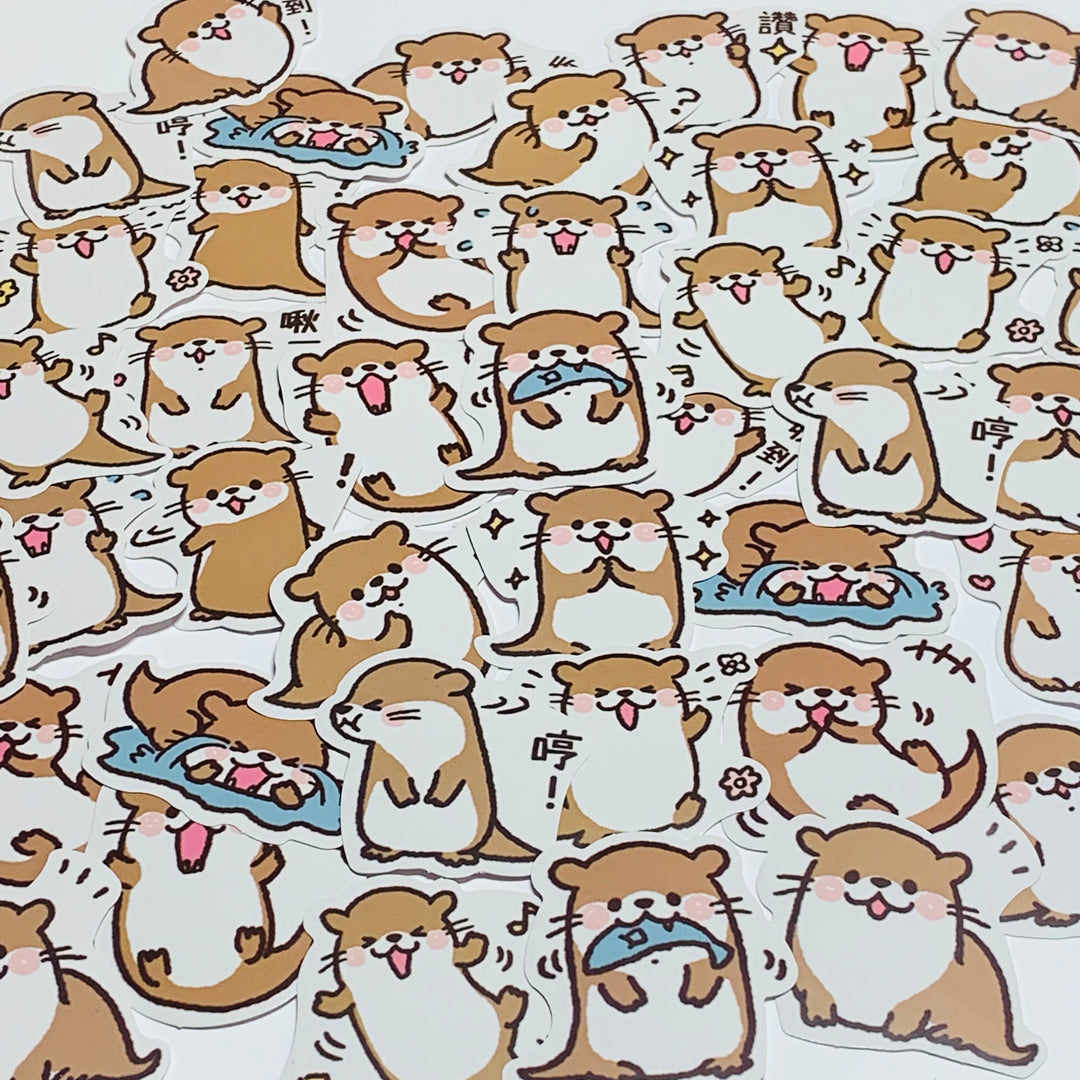 FUN-LOVING CLEVER OTTERS Peelable Stickers  ~ 46 Pieces ~ 40mm Each