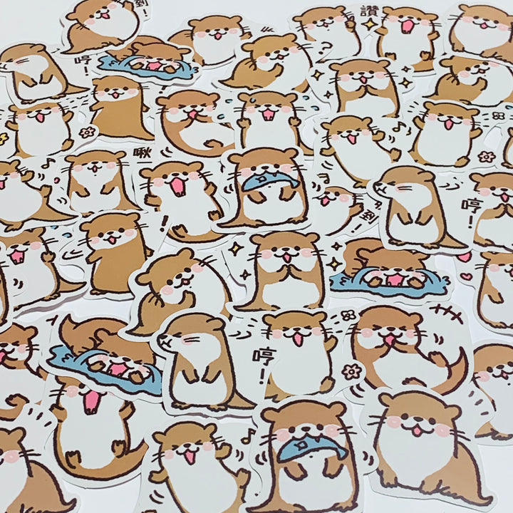 FUN-LOVING CLEVER OTTERS Peelable Stickers  ~ 46 Pieces ~ 40mm Each