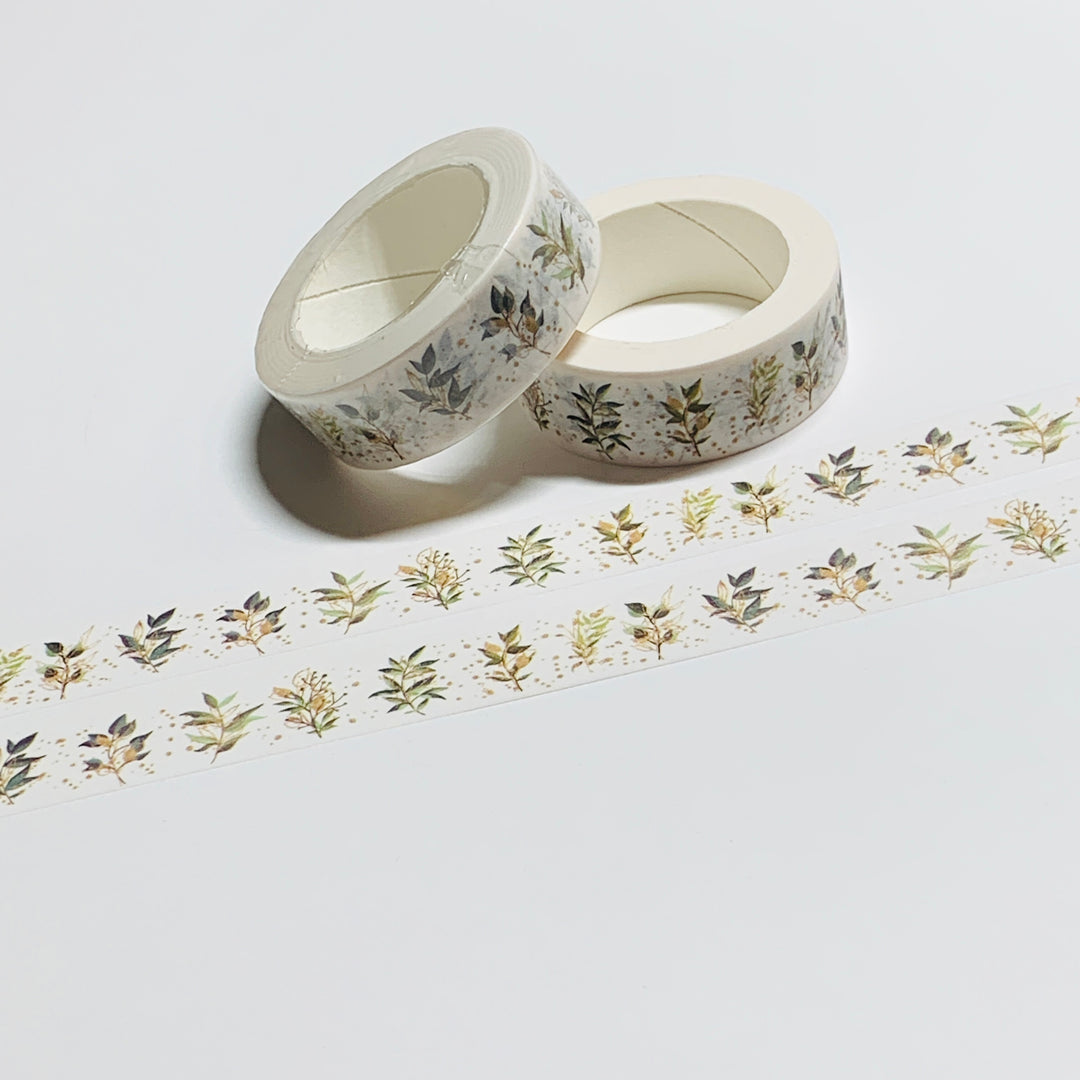 WILD LEAFY GREEN SPRIGS Washi Tape ~ 1 Roll ~ 15mm x 10m (33 Feet)