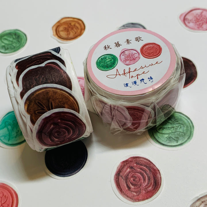 WAX SEAL DESIGNED Labels/Stickers in Washi Tape Roll Form ~ 100 Stickers ~ 20mm Each