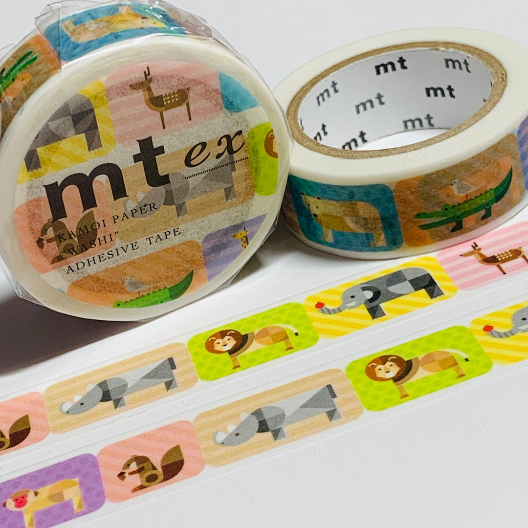 GEOMETRIC ANIMAL BLOCKS Mt Washi Tape ~ 1 Roll ~ 15mm x 7m (23 Feet)