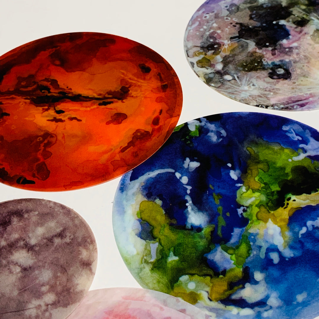 EARTHLY SURFACE VIEWS ROMANTIC Planet Transparent Stickers Pack ~ 20 Pieces ~ 50mm to 80mm