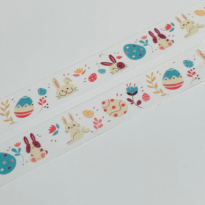 HOMESPUN EASTER BUNNIES & EGGS Washi Tape - 1 Roll - 15mm x 10m (33 Feet)