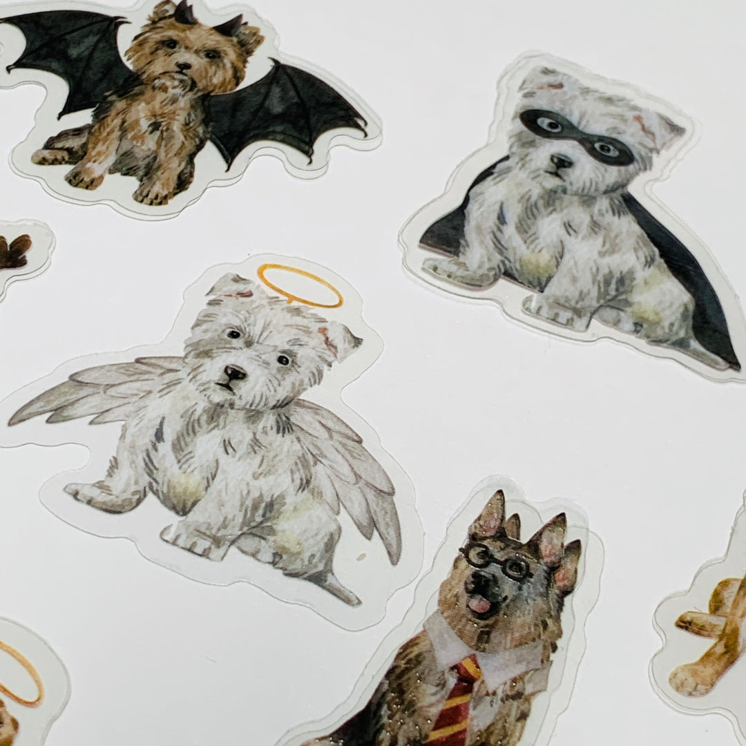 DOGGIE DRESS UP In HALLOWEEN COSTUMES Sticker Flakes Stickers ~ 30 Pieces ~ Approximately 50mm Each