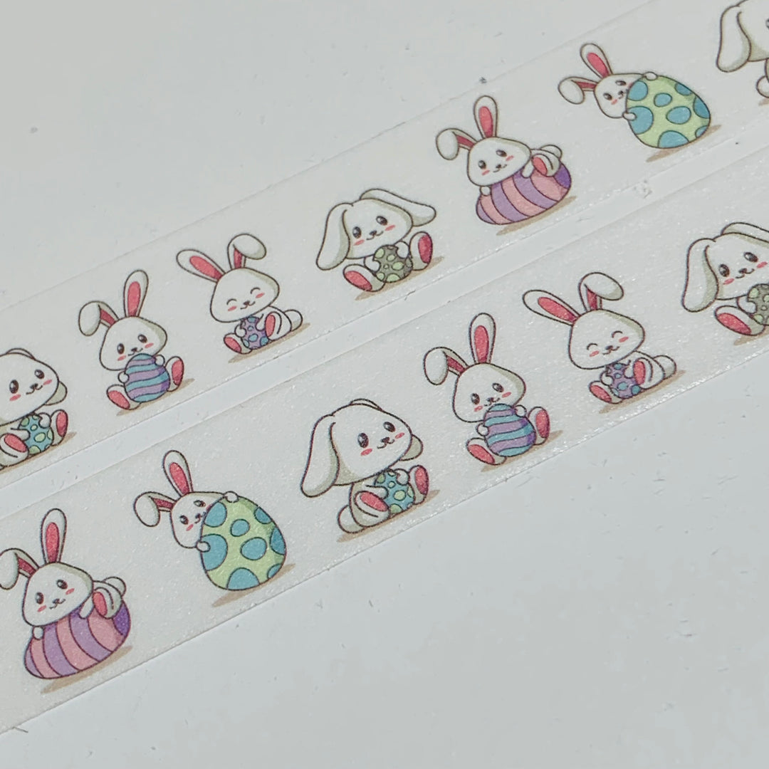 BUNNIES PLAYING With EASTER EGGS Washi Tape - 1 Roll - 15mm x 10m (33 Feet)