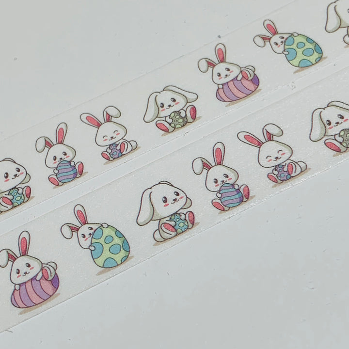 BUNNIES PLAYING With EASTER EGGS Washi Tape - 1 Roll - 15mm x 10m (33 Feet)