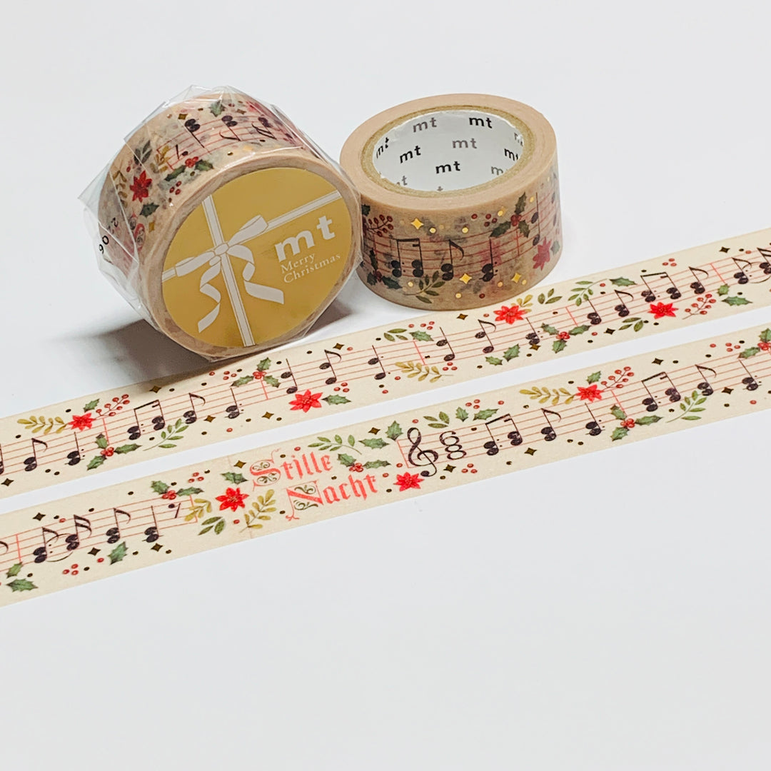 STILLE NACHT CHRISTMAS MUSIC CHARTS Gold Foil MT Washi Tape ~ 1 Roll ~ 24mm x 7m (23 Feet)