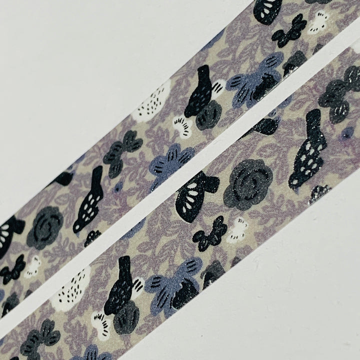 SILVER BIRDS & FLOWERS FOIL Stamping Sou Sou Mt Washi Tape - 1 Roll - 15mm x 3m (10 Feet)