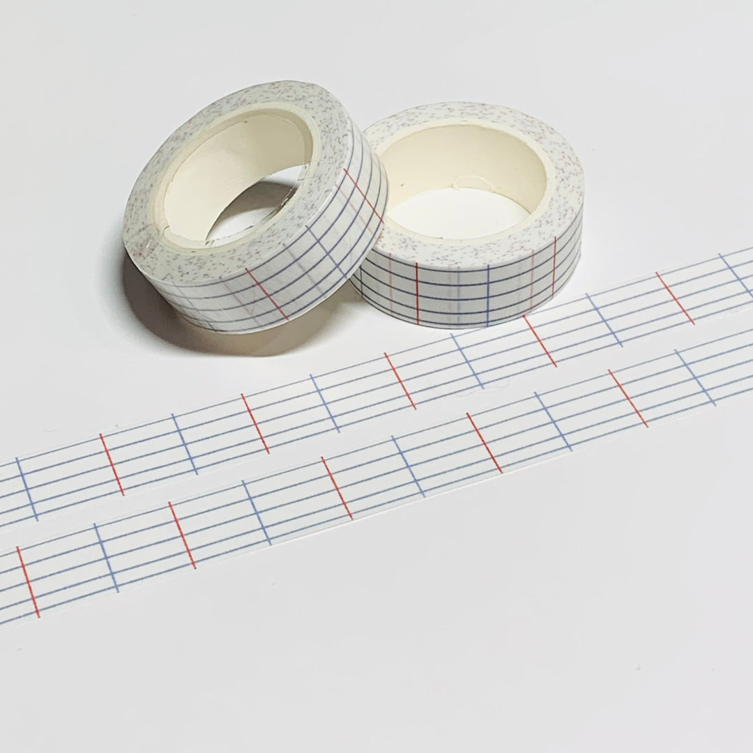 NEW SIZE! NOTEBOOK PAPER LINED Washi Tape ~ 1 Roll ~ 15mm x 10m (33 Feet)