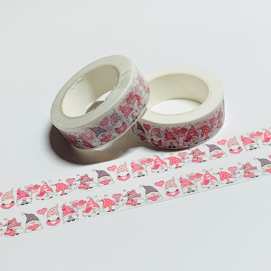 PINK LOVE LETTERS GNOMES Washi Tape ~ 1 Roll ~ 15mm x 10m (33 Feet)