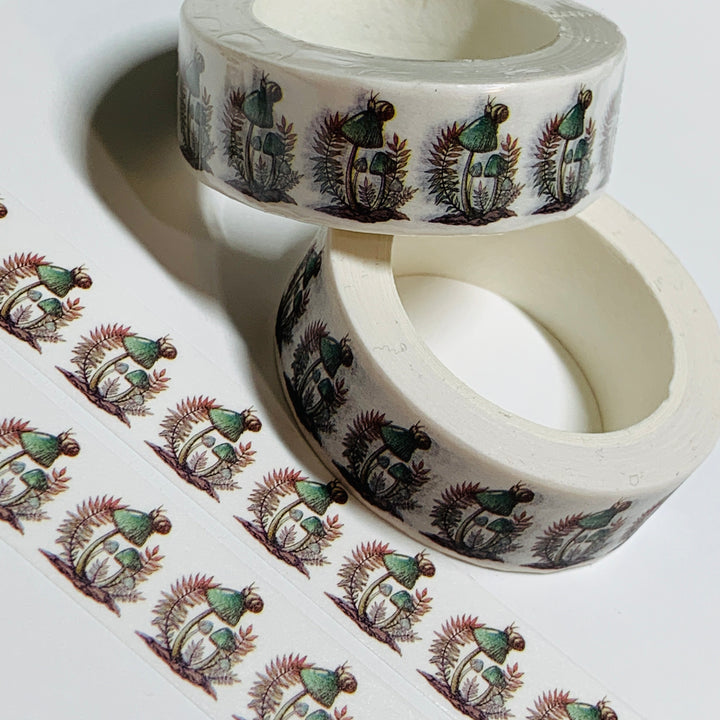 HUGGING MUSHROOMS And SNAILS Washi Tape ~ 1 Roll ~ 15mm x 10m (33 Feet)