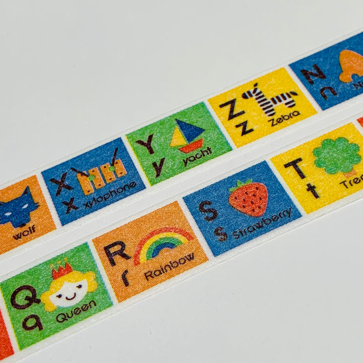 ALPHABET N-Z ELEMENTARY LETTERS Mt Washi Tape ~ 1 Roll ~ 15mm x 7m (23 Feet)