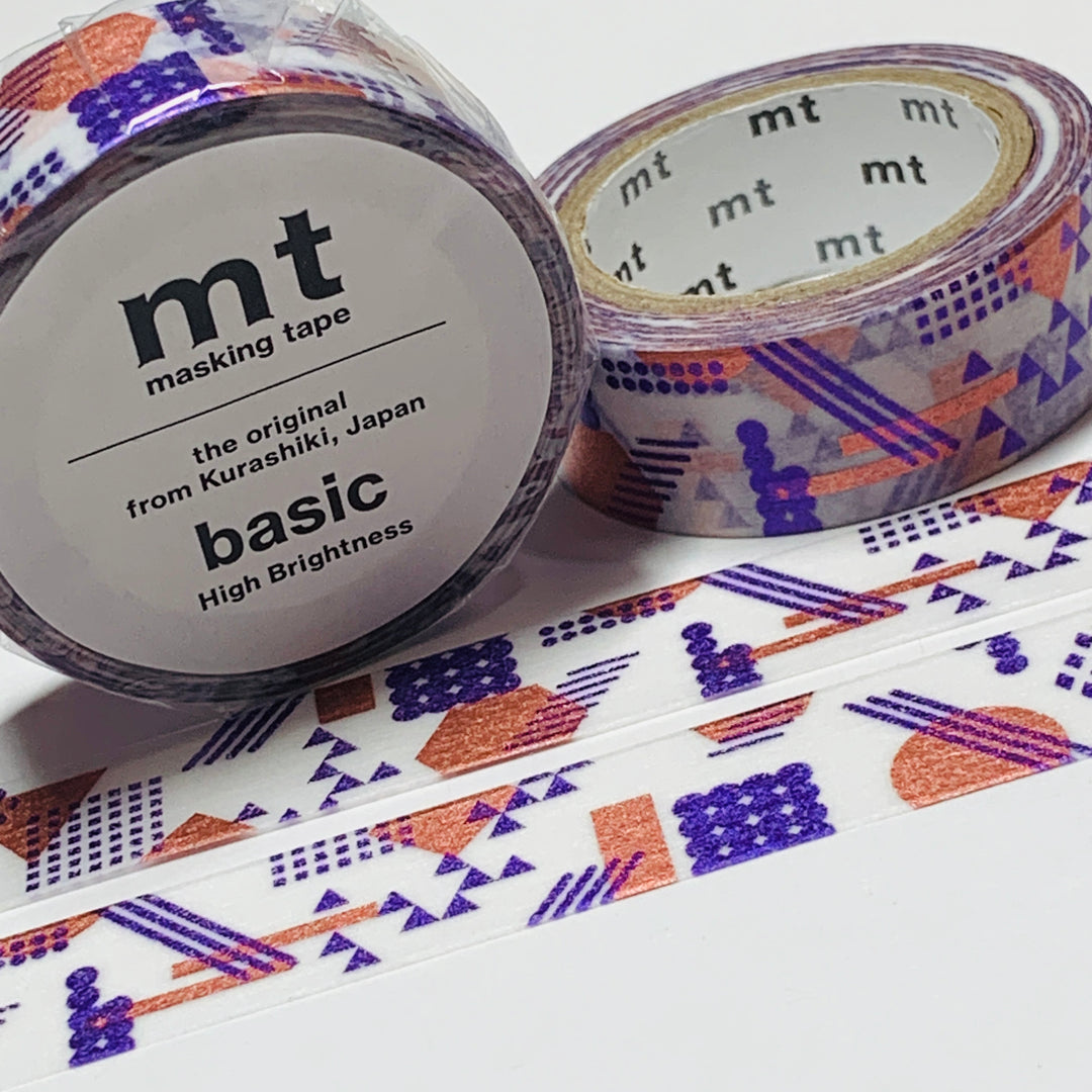 OVERLAPPED GEOMETRY METALLIC BRONZE FOIL MT Washi Tape - 1 Roll - 15mm x 7m (23 Feet)