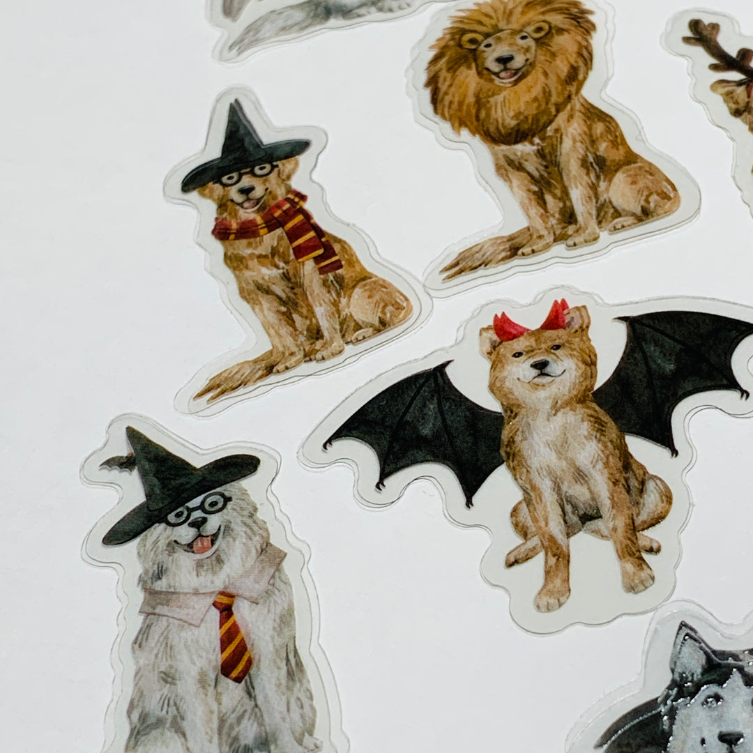 DOGGIE DRESS UP In HALLOWEEN COSTUMES Sticker Flakes Stickers ~ 30 Pieces ~ Approximately 50mm Each