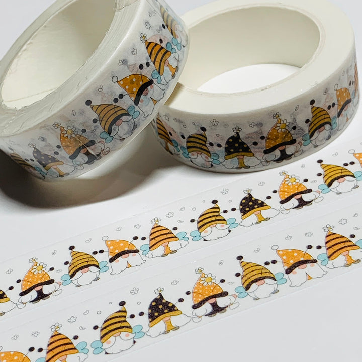 BUMBLEBEE YELLOW & BLACK GNOMES Washi Tape ~ 1 Roll ~ 15mm x 10m (33 Feet)