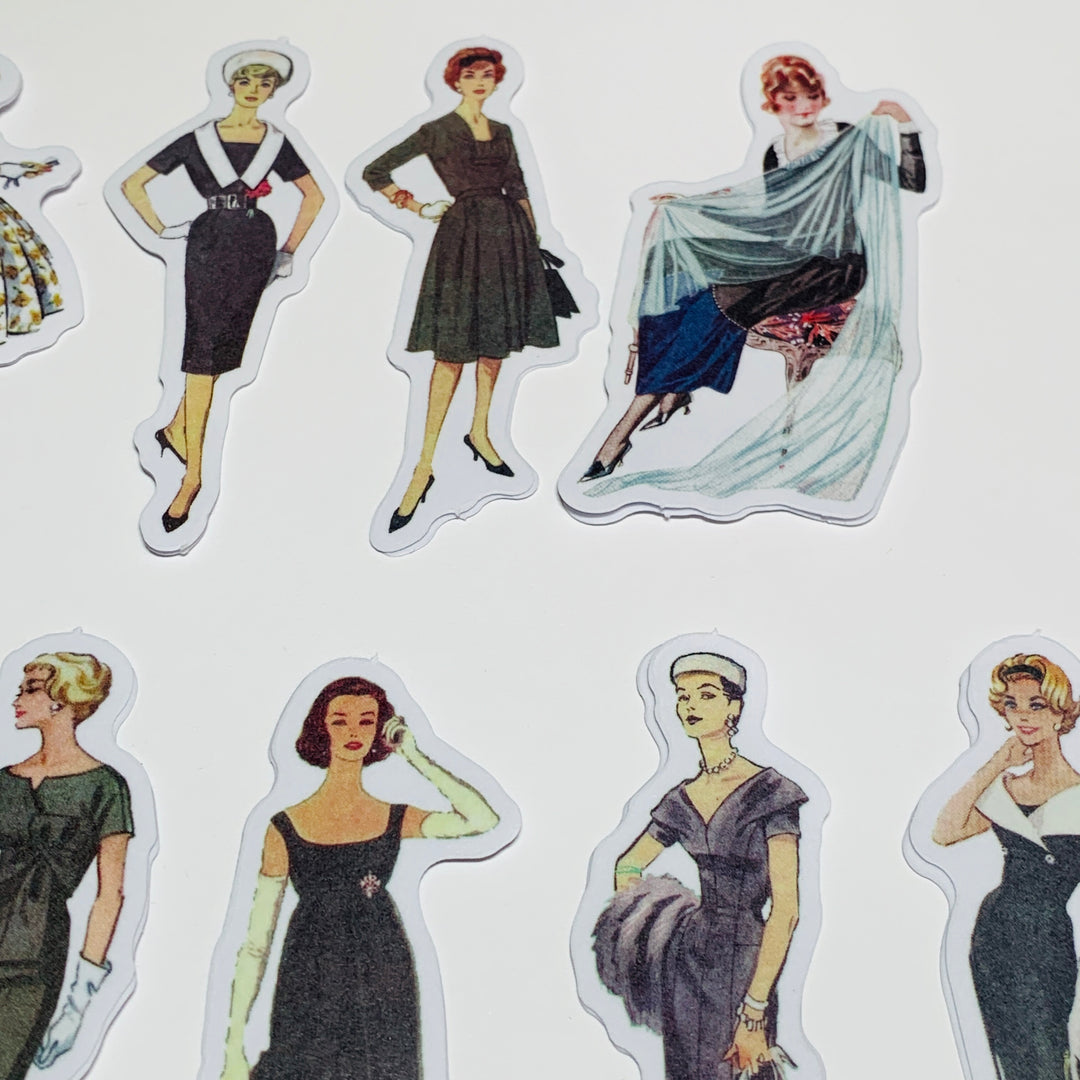 LITTLE BLACK VINTAGE DRESS Girls Peelable Stickers  ~ 40 Pieces ~ Each Sticker is 60mm x 80mm
