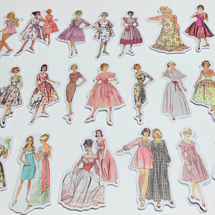 PINK PAJAMAS VINTAGE DRESS Girls Peelable Stickers  ~ 40 Pieces ~ Each Sticker is 60mm x 80mm
