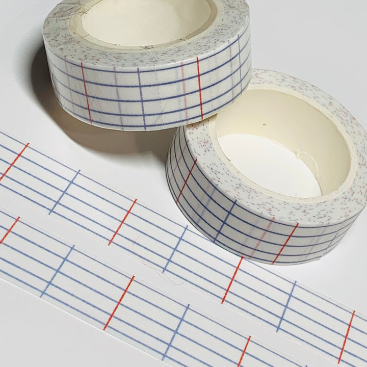 NEW SIZE! NOTEBOOK PAPER LINED Washi Tape ~ 1 Roll ~ 15mm x 10m (33 Feet)