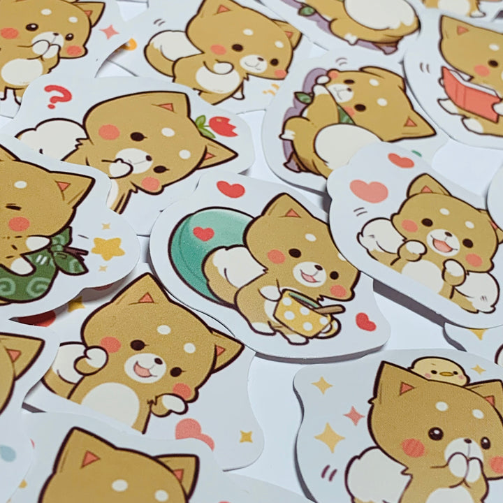 SHIBA INU LOVES YOU Puppy Dog Peelable Stickers ~ 45 Pieces ~ 40mm Each