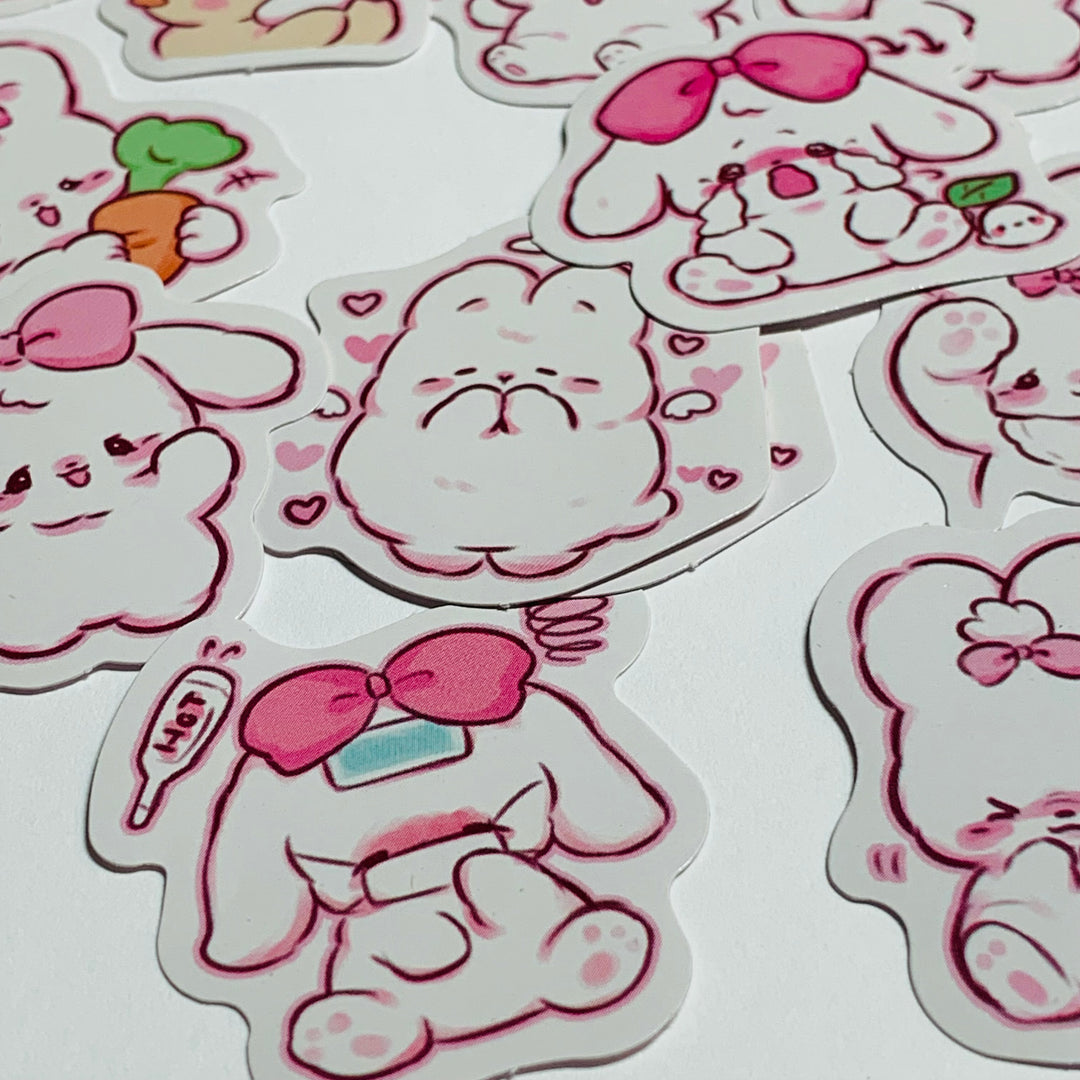 BUNNY RABBIT EMOTIONAL LIFE Stickers ~ 45 Pieces ~ Approximately 40mm Each