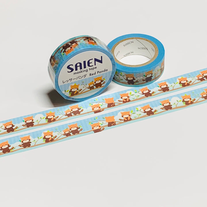 RED PANDA DANCING In TREES Saien Masking Washi Tape ~ 1 Roll ~ 15mm x 10m (33 Feet)